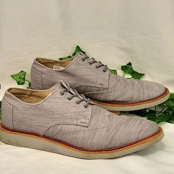 Toms. Gray Canvas. Lace Up Loafers. Size 13. - Picture 2 of 10